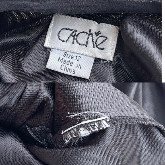 Cache silk rosette beaded slip dress prom gown ruffle formal cocktail floral M - Picture 4 of 16